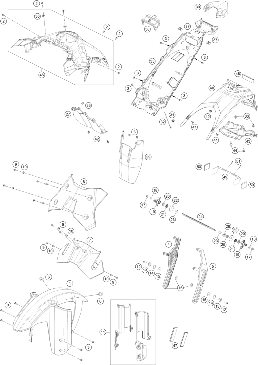 Sprängskiss: Mask, Fenders – KTM 1390 SUPER ADVENTURE R OT 2026