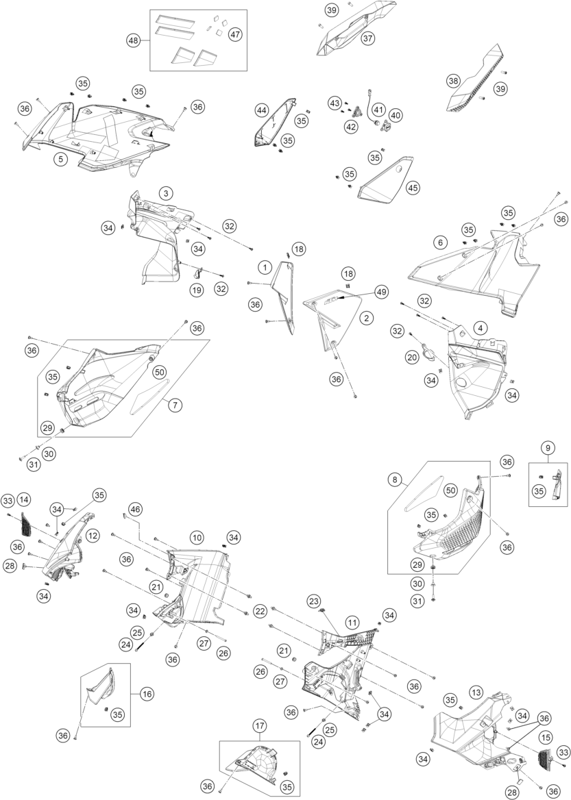Sprängskiss: Side Trim – KTM 1390 SUPER ADVENTURE S, black 2026