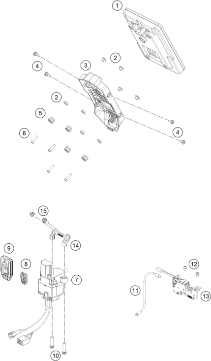 Sprängskiss: Instruments / Lock System – KTM 1390 SUPER ADVENTURE S EVO, orange 2027