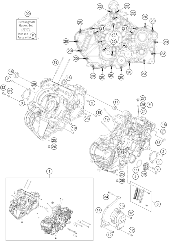 Sprängskiss: Engine Case – KTM 1390 SUPER ADVENTURE R OT 2026