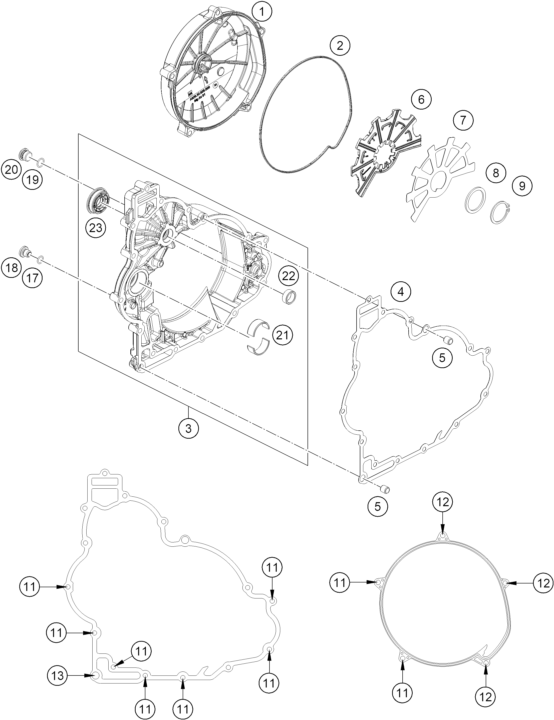 Sprängskiss: Clutch Cover – KTM 1390 SUPER ADVENTURE S EVO, orange 2027