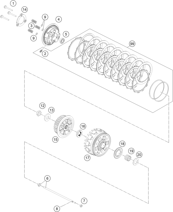 Sprängskiss: Clutch – KTM 1390 SUPER ADVENTURE R OT 2026
