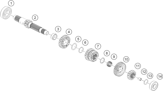 Sprängskiss: Transmission I - Main Shaft – KTM 1390 SUPER ADVENTURE S EVO, orange 2027