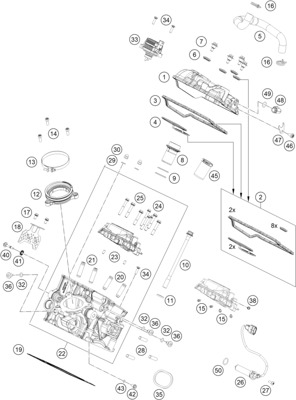 Sprängskiss: Cylinder Head Rear – KTM 1390 SUPER ADVENTURE S EVO, orange 2027