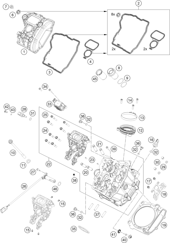 Sprängskiss: Cylinder Head Front – KTM 1390 SUPER ADVENTURE S EVO, orange 2027