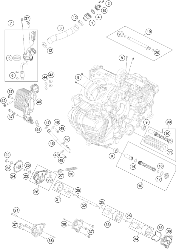 Sprängskiss: Lubricating System – KTM 1390 SUPER ADVENTURE S EVO, orange 2027
