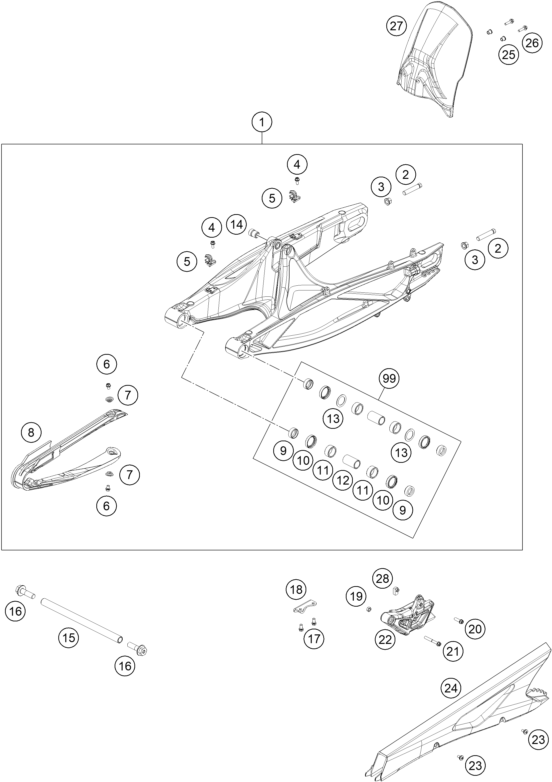 Sprängskiss: Swing Arm – KTM 790 ADVENTURE, orange - D.D. 2026