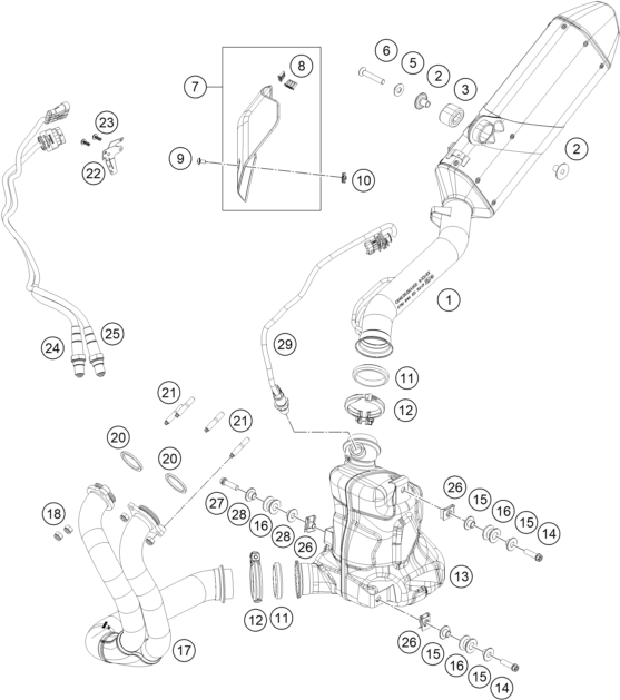 Sprängskiss: Exhaust System – KTM 790 ADVENTURE, orange - D.D. 2026