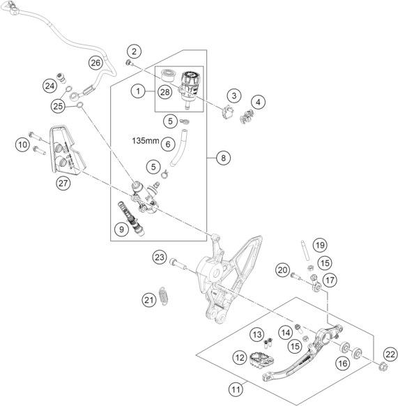 Sprängskiss: Rear Brake Control – KTM 790 ADVENTURE, orange - D.D. 2026