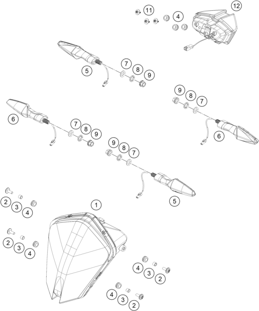 Sprängskiss: Lighting System – KTM 790 ADVENTURE, orange - D.D. 2026