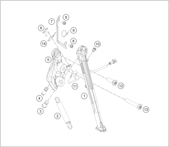Sprängskiss: Side / Center Stand – KTM 790 DUKE, black - D.D. 2027