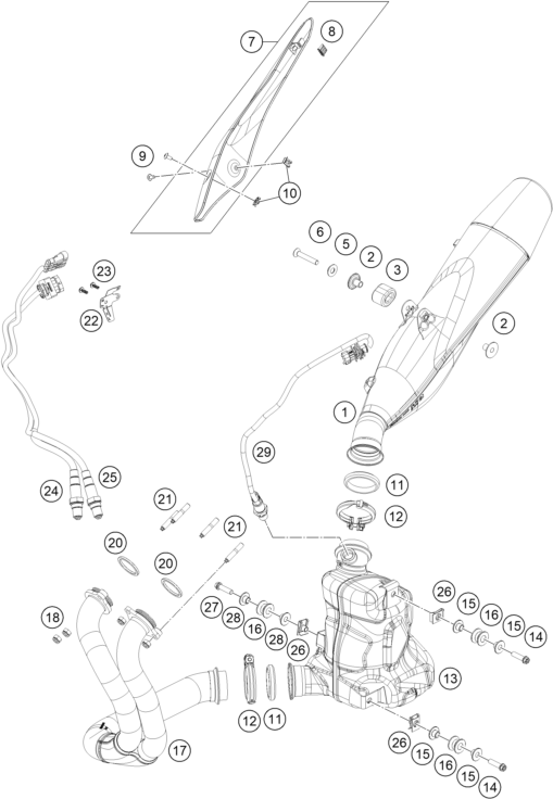 Sprängskiss: Exhaust System – KTM 790 DUKE, black - D.D. 2026