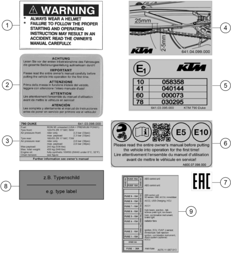 Sprängskiss: Technic Information Sticker – KTM 790 DUKE, black - D.D. 2025