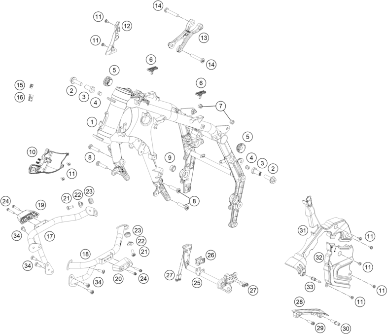 Sprängskiss: Frame – KTM 990 RC R, black 2026