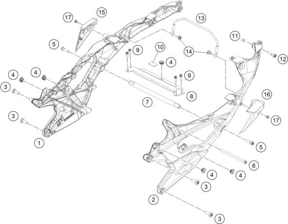 Sprängskiss: Subframe – KTM 990 RC R, black 2026