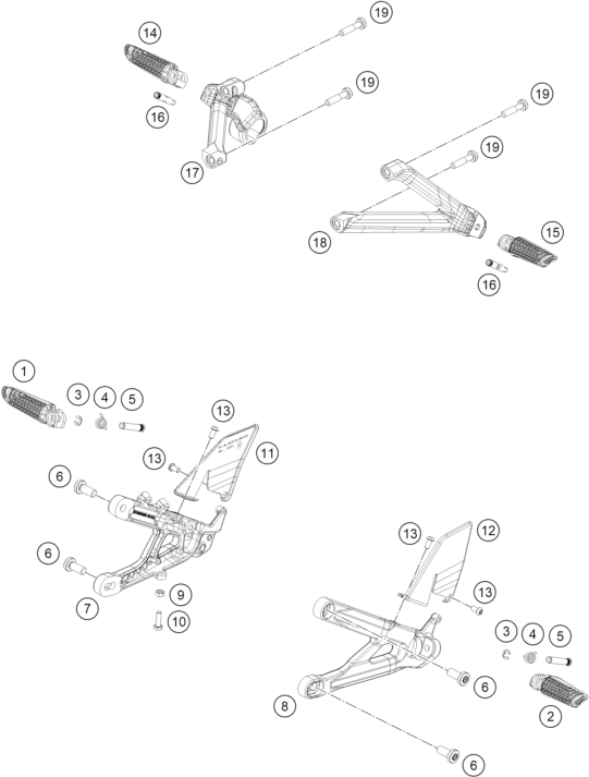 Sprängskiss: Footpegs – KTM 990 RC R, black 2026