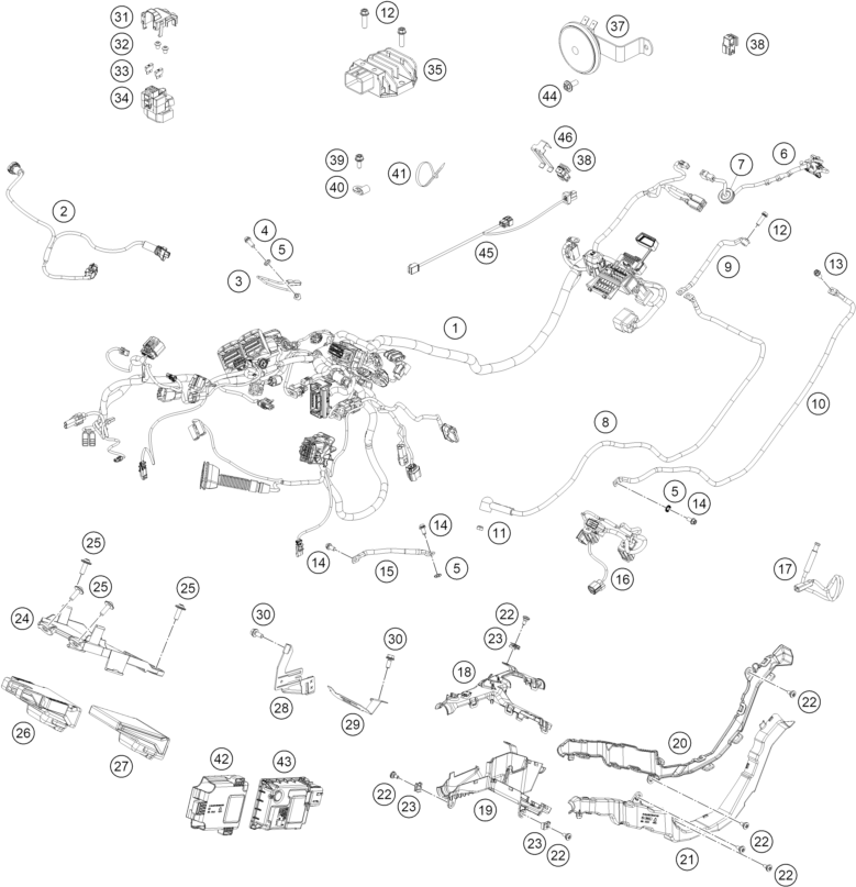 Sprängskiss: Wiring Harness – KTM 990 RC R, black 2026