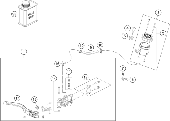 Sprängskiss: Front Brake Control – KTM 990 RC R, black 2026