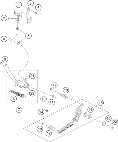Sprängskiss: Rear Brake Control – KTM 990 RC R, black 2026