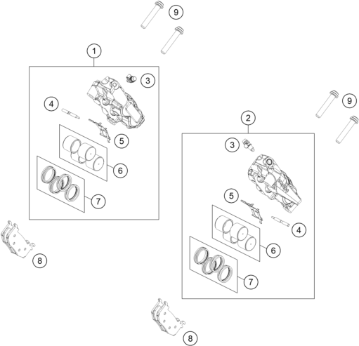 Sprängskiss: Front Brake Caliper – KTM 990 RC R, black 2026