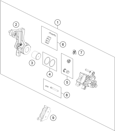 Sprängskiss: Rear Brake Caliper – KTM 990 RC R, black 2026