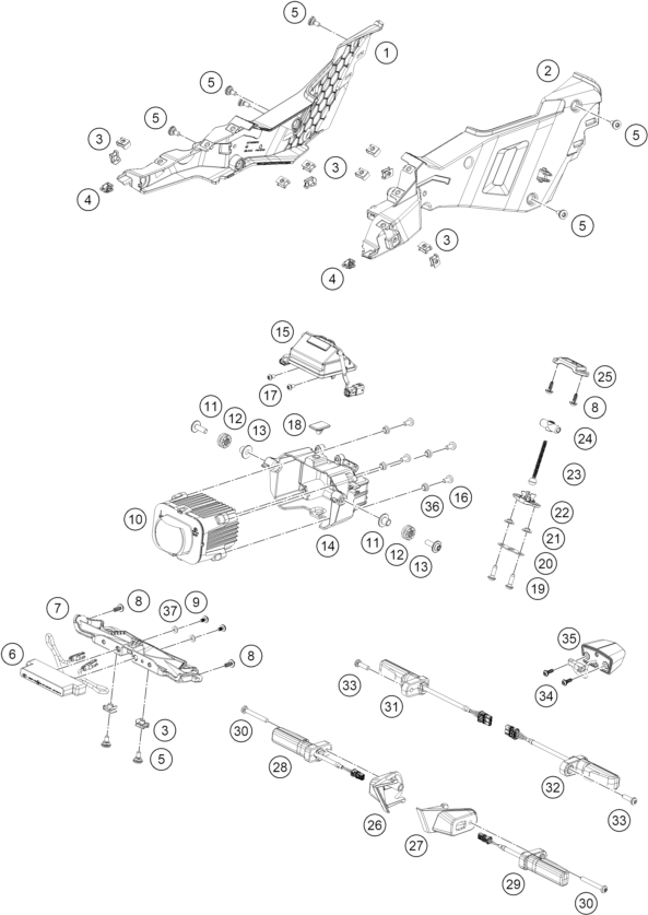 Sprängskiss: Lighting System – KTM 990 RC R, black 2026