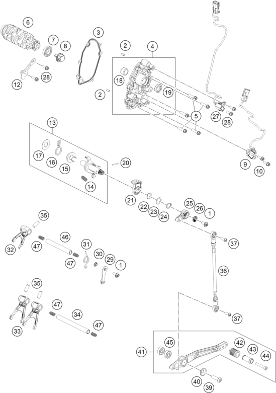 Sprängskiss: Shifting Mechanism – KTM 990 RC R, black 2026