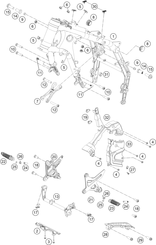 Sprängskiss: Frame – KTM 990 DUKE R 2026