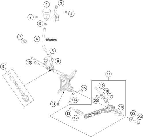Sprängskiss: Rear Brake Control – KTM 990 DUKE R 2026