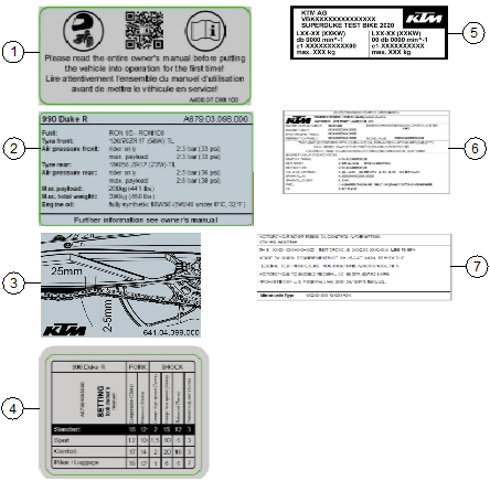 Sprängskiss: Technic Information Sticker – KTM 990 DUKE R 2026