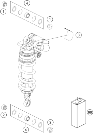 Sprängskiss: Shock Absorber Disassembled – KTM 1390 SUPER DUKE RR 2026
