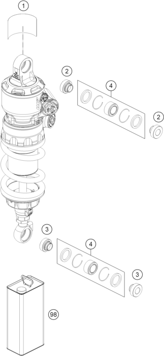 Sprängskiss: Shock Absorber Disassembled – KTM 1390 SUPER DUKE RR TRACK 2026