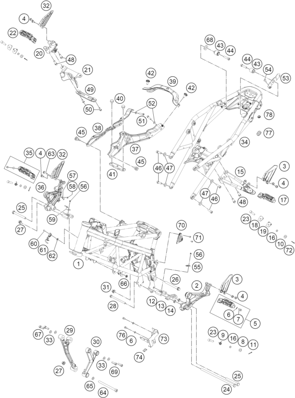 Sprängskiss: Frame – KTM 200 DUKE, blue, ABS-CKD 2026