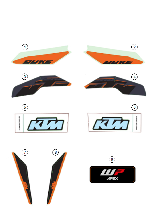 Sprängskiss: Decal – KTM 200 DUKE, black, ABS-CKD 2026