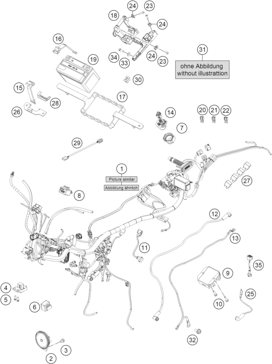 Sprängskiss: Wiring Harness – KTM 200 DUKE, blue, ABS-CKD 2026