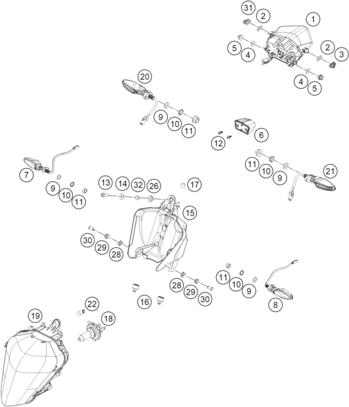 Sprängskiss: Lighting System – KTM 200 DUKE, blue, w/o ABS - B.D. 2026