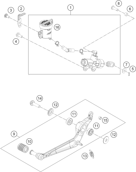 Sprängskiss: Rear Brake Control – KTM 390 DUKE, blue - CKD 2026