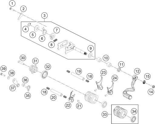 Sprängskiss: Shifting Mechanism – KTM 65 SX 2026