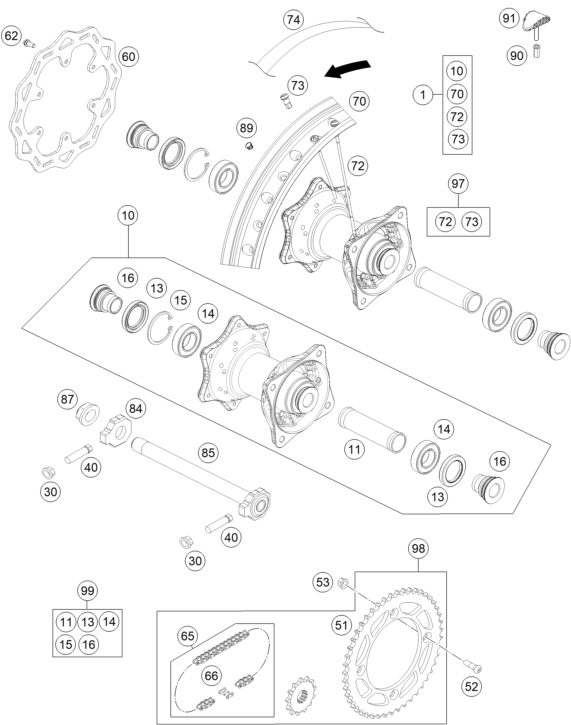 Sprängskiss: Rear Wheel – KTM 85 SX 17/14 2027