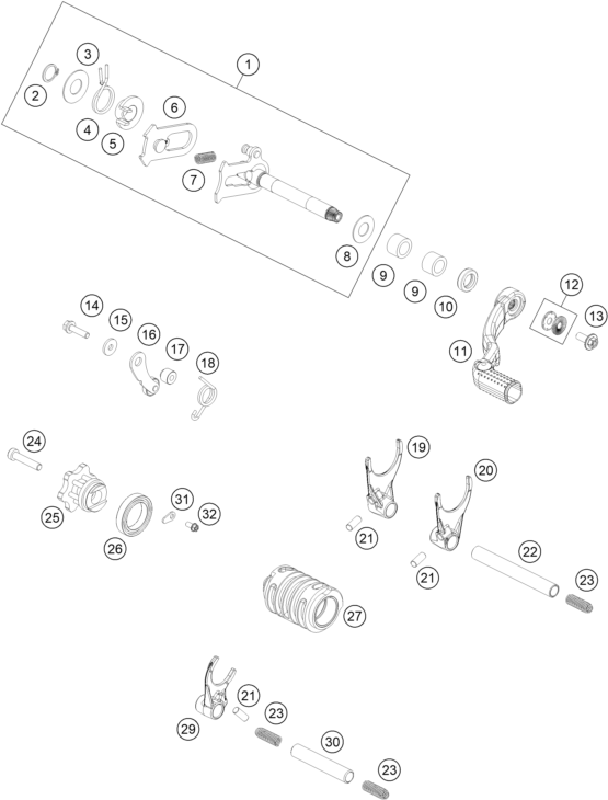 Sprängskiss: Shifting Mechanism – KTM 85 SX 17/14 2027