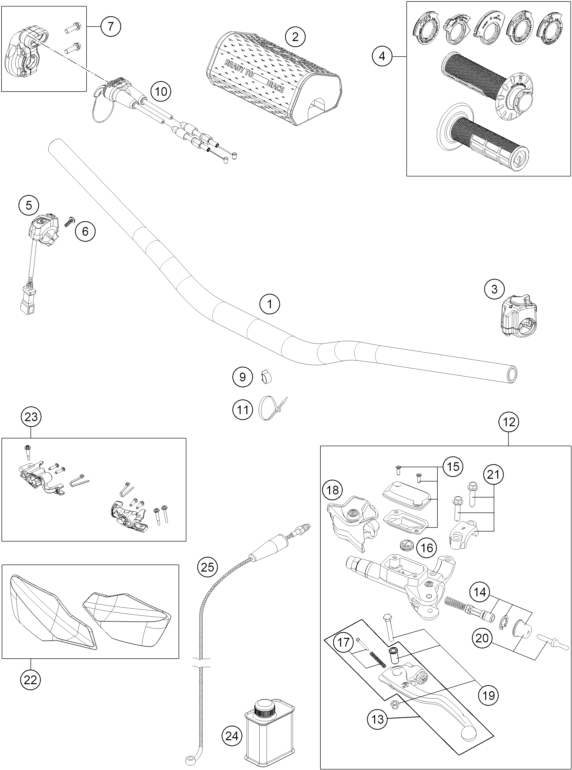 Sprängskiss: Handlebar, Controls – KTM 250 XC-W 2026