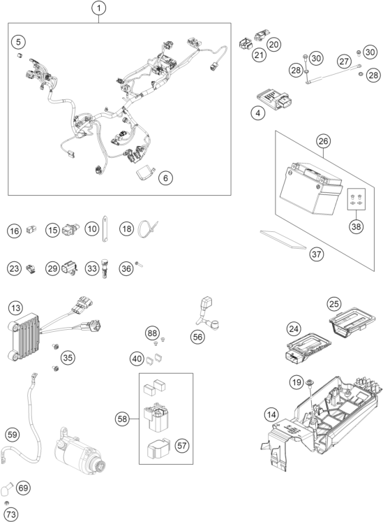Sprängskiss: Wiring Harness – KTM 250 XC-W 2026