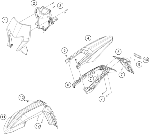 Sprängskiss: Mask, Fenders – KTM 300 EXC 6DAYS CKD 2026