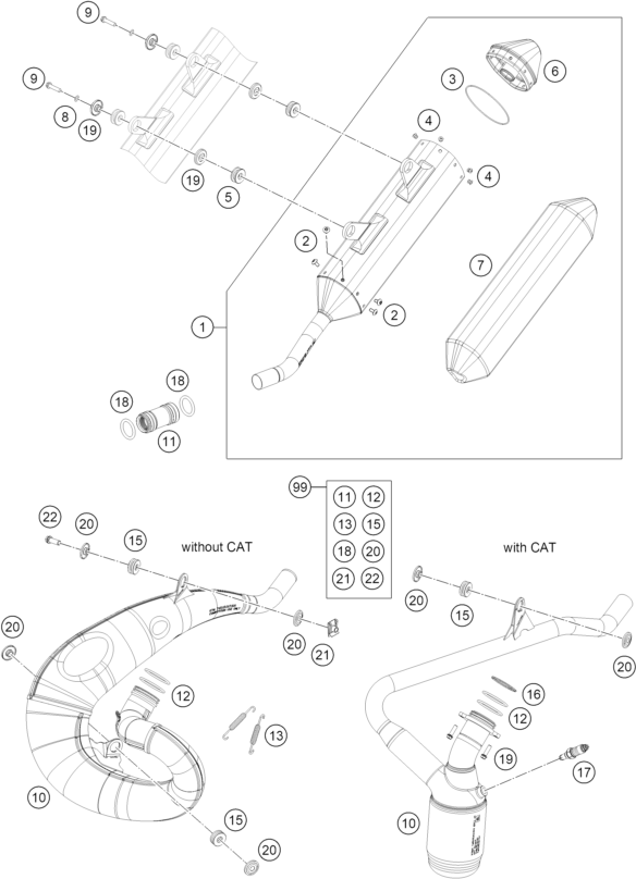 Sprängskiss: Exhaust System – KTM 300 EXC 2026