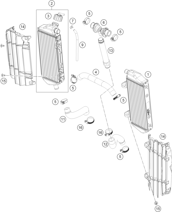 Sprängskiss: Cooling System – KTM 250 XC-F 2026
