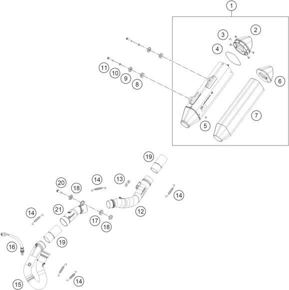 Sprängskiss: Exhaust System – KTM 500 EXC-F 2026