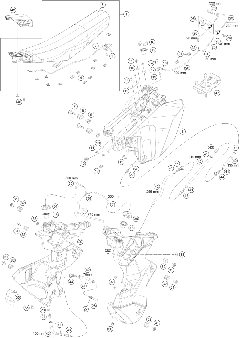 Sprängskiss: Tank, Seat – KTM KTM 450 RALLY REPLICA 2027
