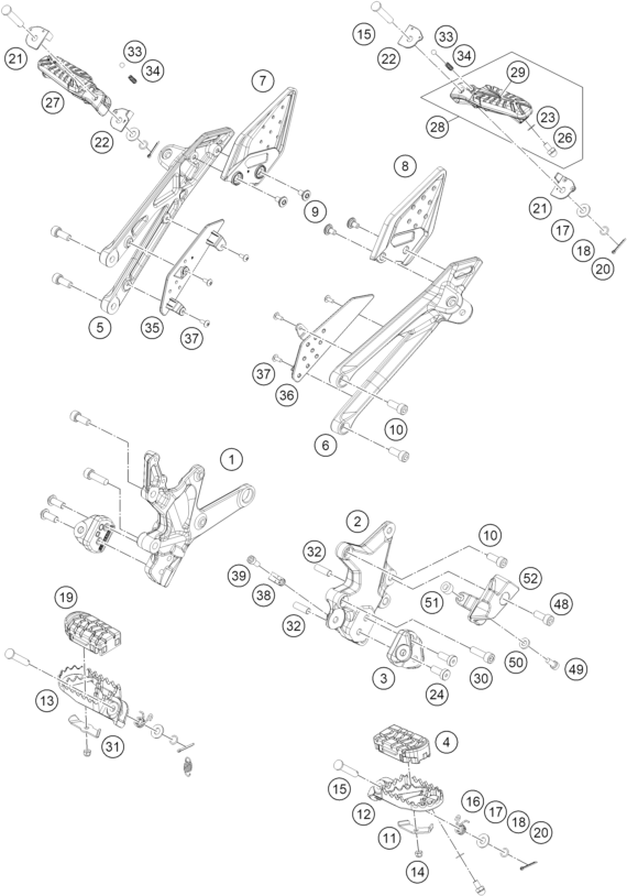 Sprängskiss: Footpegs – KTM 390 SMC R - B.D. 2026