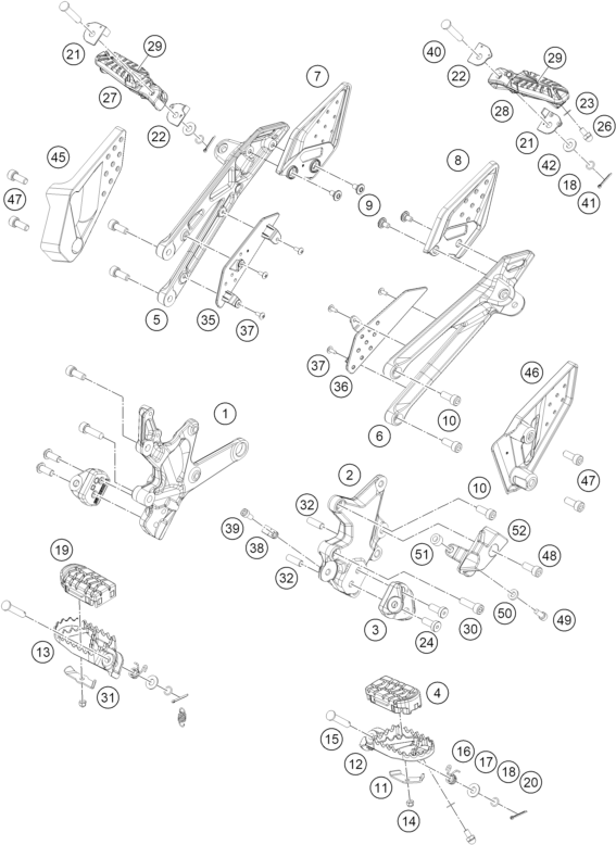 Sprängskiss: Footpegs – KTM 390 ADVENTURE X, white - B.D. 2026