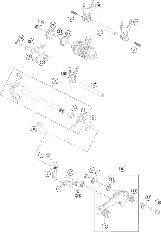 Sprängskiss: Shifting Mechanism – KTM 125 ENDURO R - B.D. 2026